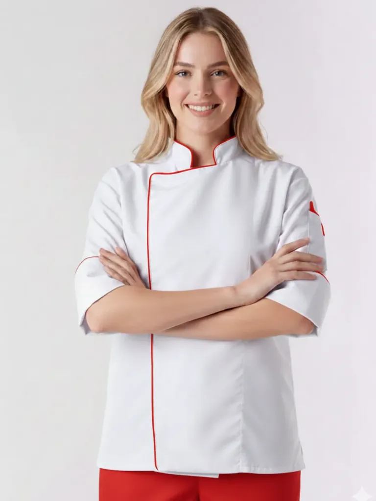 FILIPINA CHEF ANTIFLUIDO BLANCO/ROJO UNISEX (S)