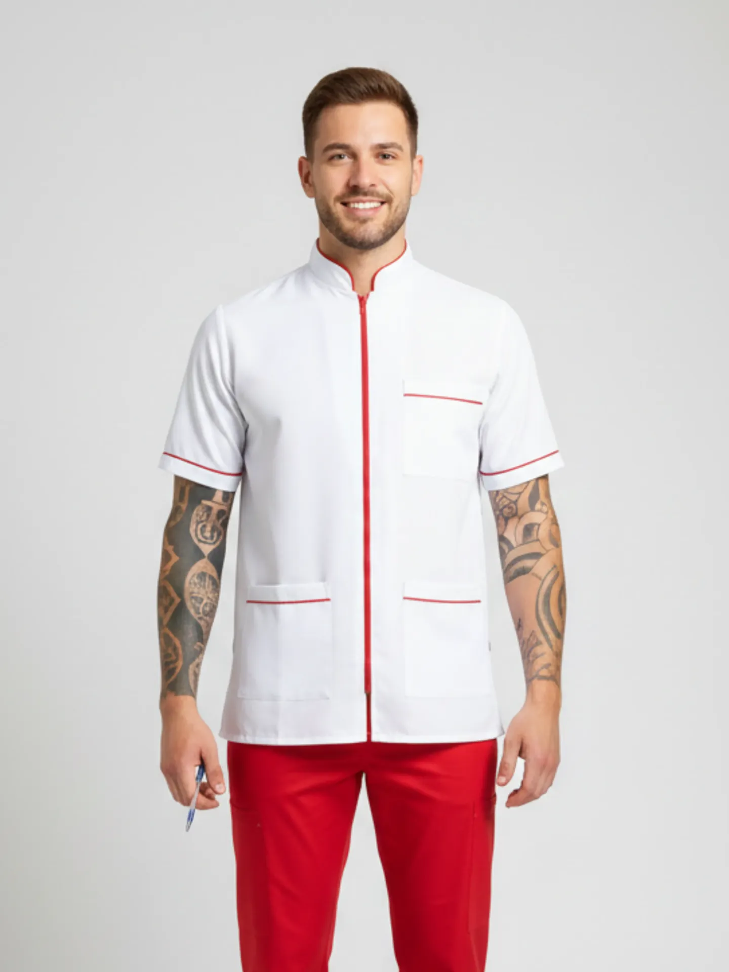 CAMISON CUELLO NERU BLANCO/ROJO (S)