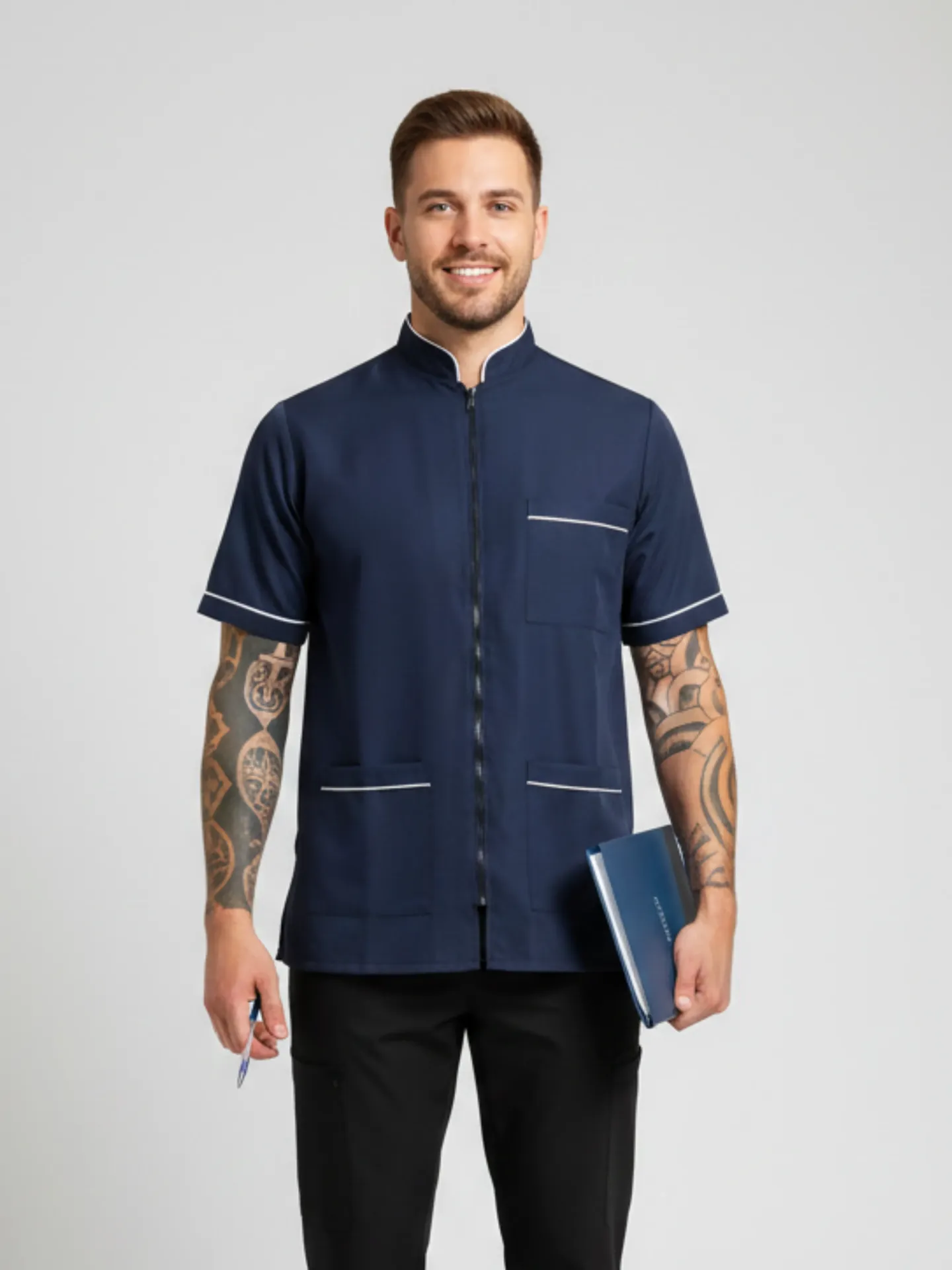 CAMISON CUELLO NERU AZUL OSCURO/BLANCO (S)