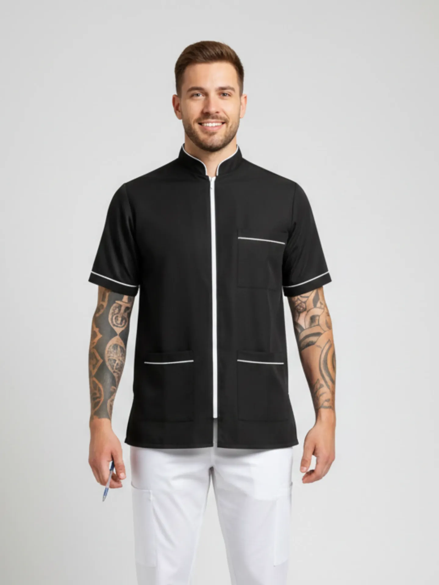 CAMISON CUELLO NERU NEGRO/BLANCO (S)