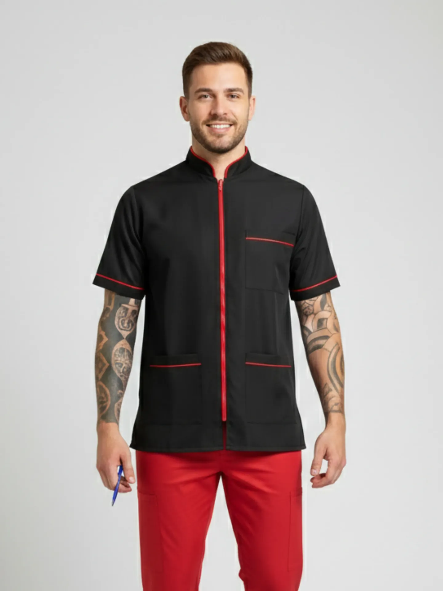 CAMISON CUELLO NERU NEGRO/ROJO (S)